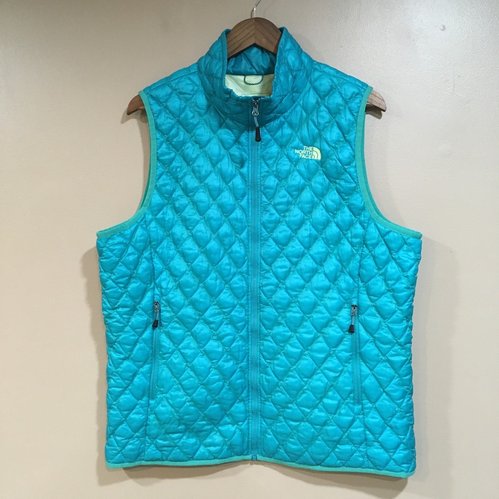 The North Face Thermoball Puffer Vest Womens XL Teal Blue Eco Insulated Quilted